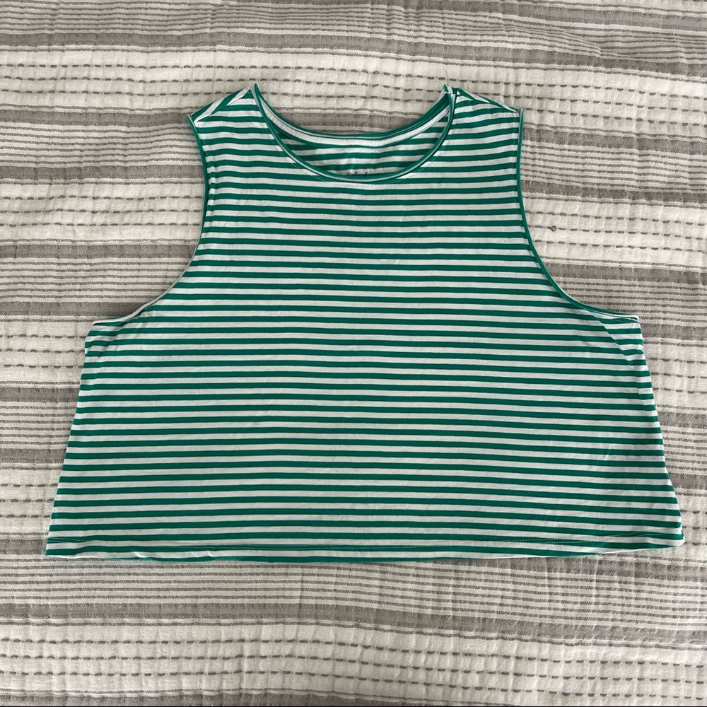 Universal Thread Green & White Crop Top Tank XL